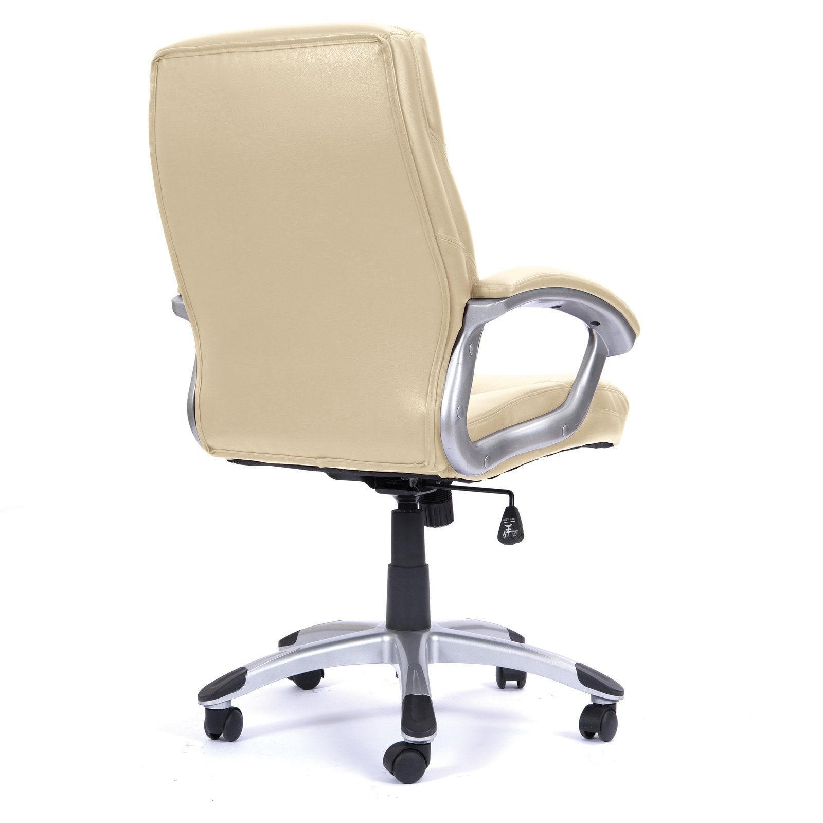 High Back Leather Effect Executive Armchair with Contoured Design Backrest and Silver Detailed Black Nylon Base - Office Products Online