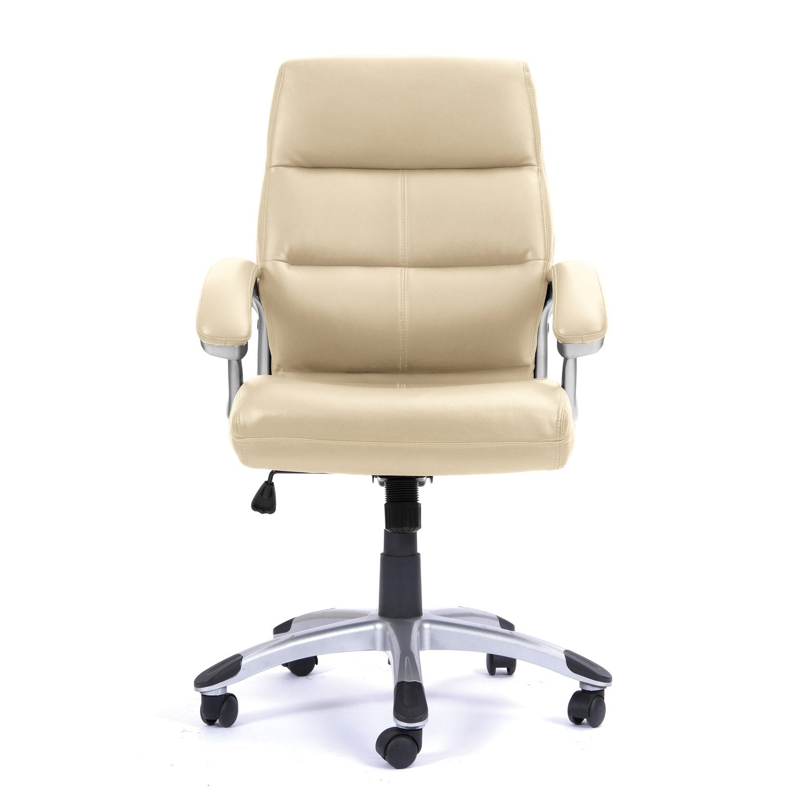 High Back Leather Effect Executive Armchair with Contoured Design Backrest and Silver Detailed Black Nylon Base - Office Products Online