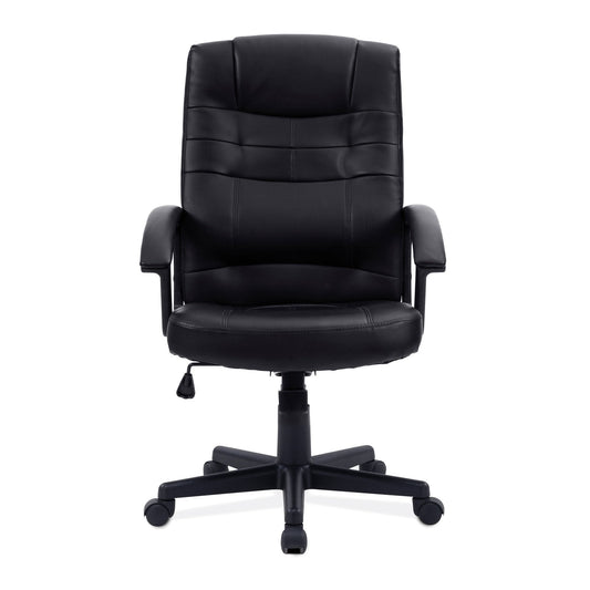 High Back Leather Effect Executive Armchair with Integral Headrest - Black - Office Products Online