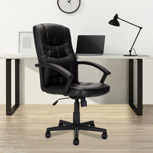 High Back Leather Effect Executive Armchair with Integral Headrest - Black - Office Products Online