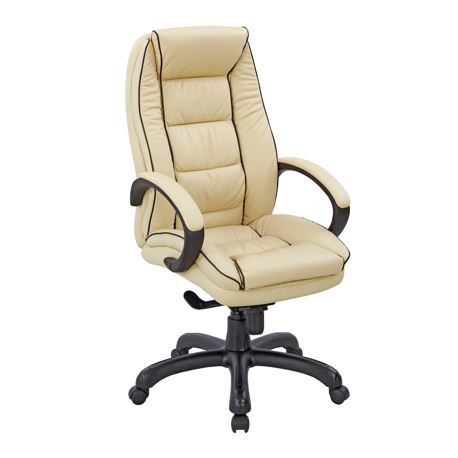 High Back Leather Faced Executive Armchair with Contrasting Piping - Office Products Online