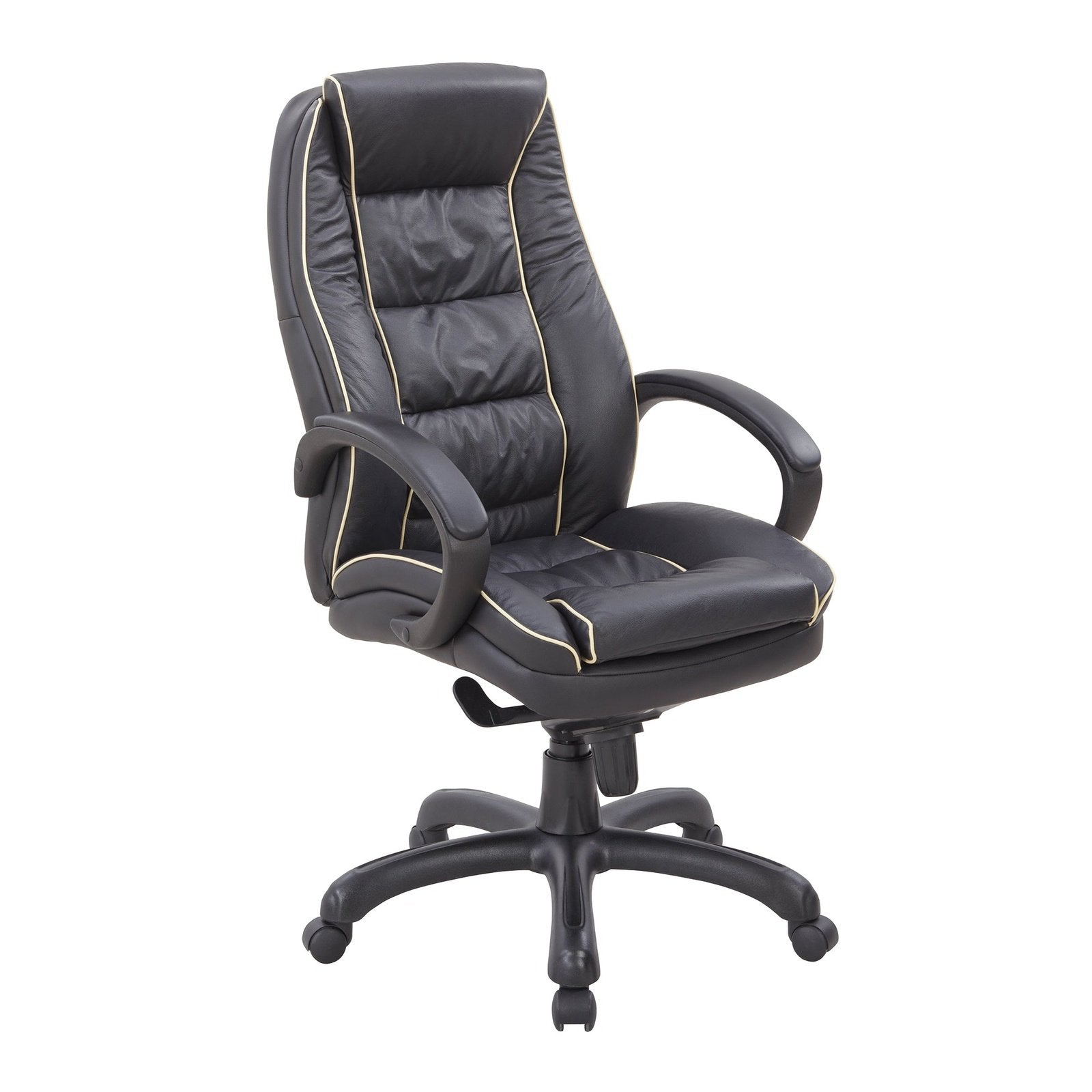 High Back Leather Faced Executive Armchair with Contrasting Piping - Office Products Online