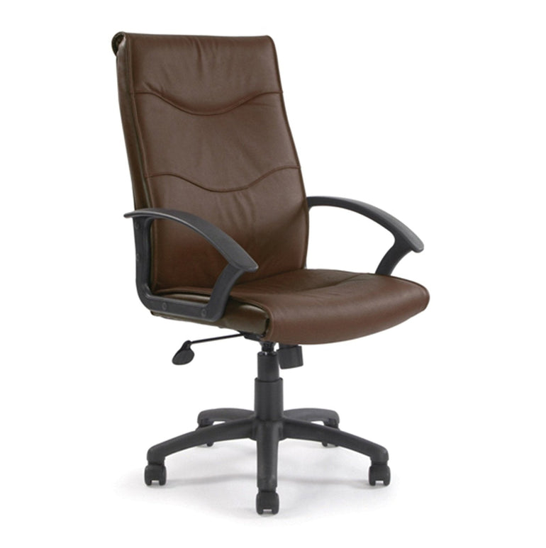 High Back Leather Faced Executive Armchair with Detailed Stitching - Office Products Online