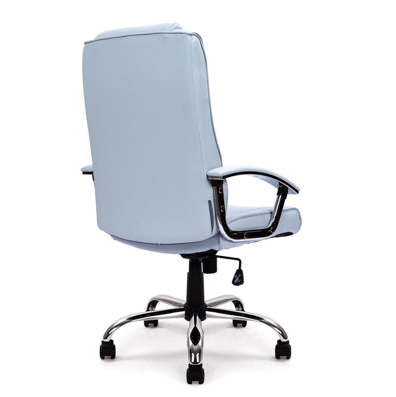 High Back Leather Faced Executive Armchair with Integral Headrest and Chrome Base - Office Products Online