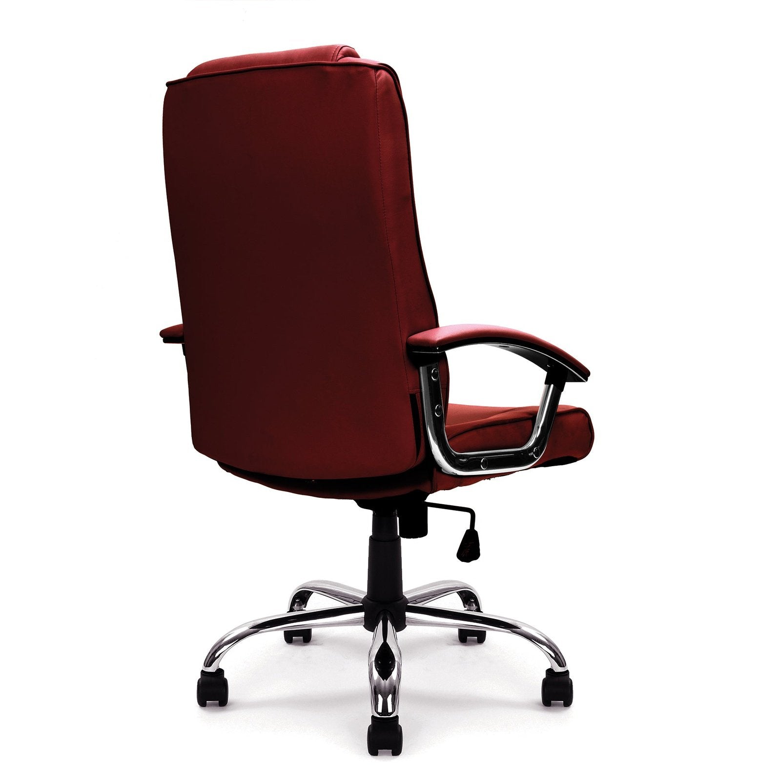 High Back Leather Faced Executive Armchair with Integral Headrest and Chrome Base - Office Products Online