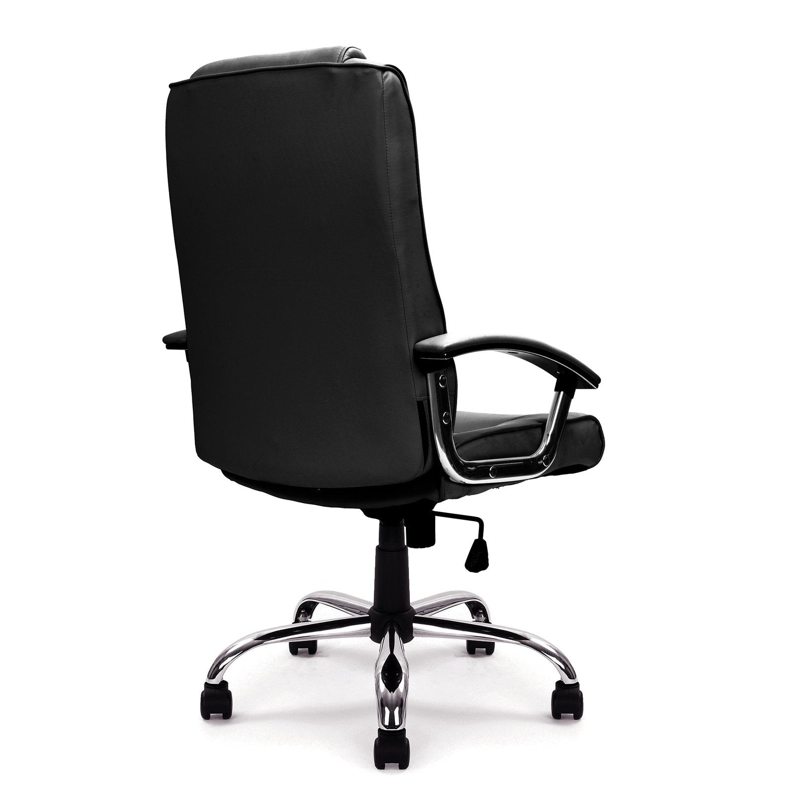 High Back Leather Faced Executive Armchair with Integral Headrest and Chrome Base - Office Products Online