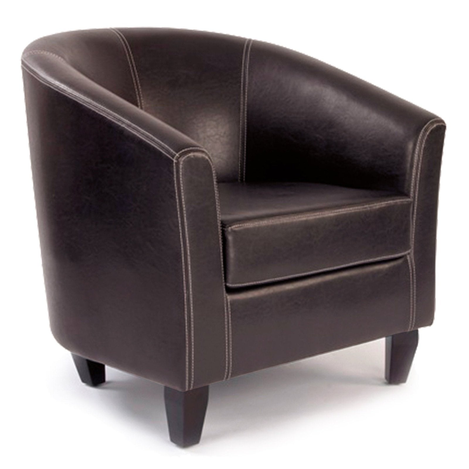 High Back Tub Style Armchair Upholstered in a durable Leather Effect Finish - Brown - Office Products Online