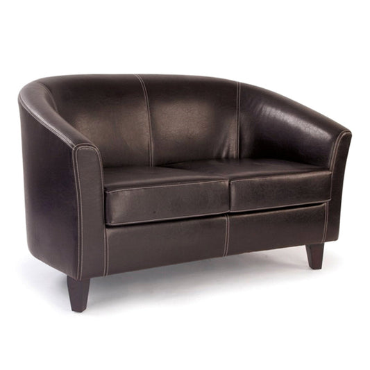 High Back Tub Style Sofa Upholstered in a durable Leather Effect Finish - Brown - Office Products Online