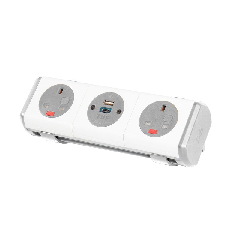 Hubble clip-on power module 2 UK sockets, 1 x TUF A&C connectors USB charger - Office Products Online
