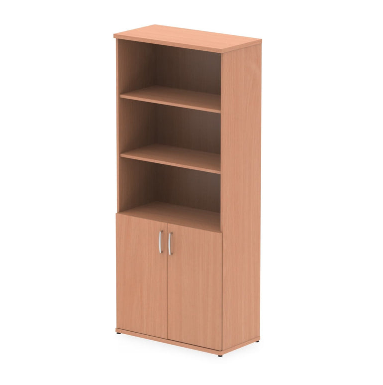 Impulse Open Shelves Cupboard - 800x400x2000mm, MFC Material, Self-Assembly, 5-Year Guarantee, 3 Adjustable Shelves, Lockable Doors