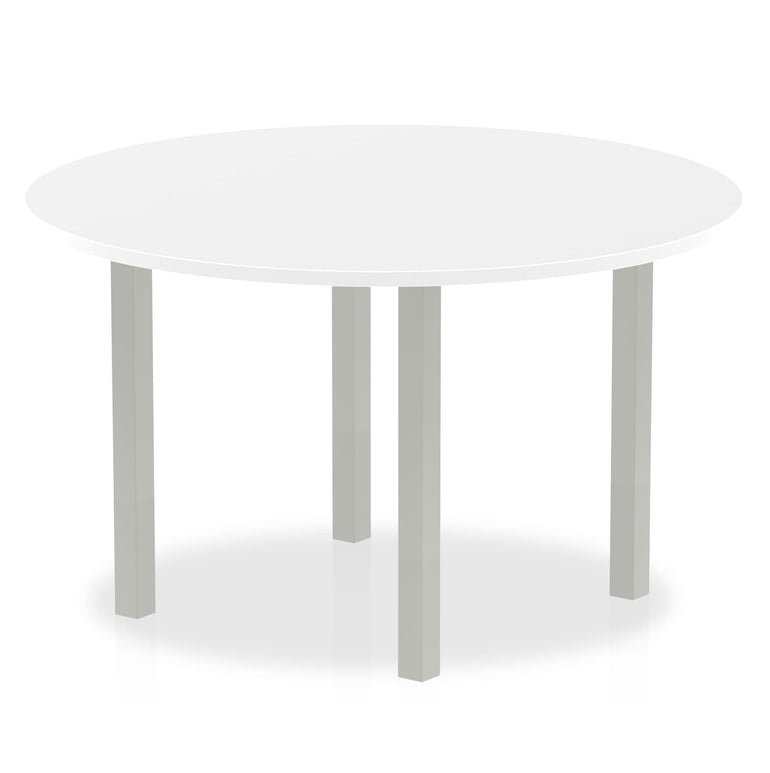 Impulse Round Table with Post Leg - 1000x1000 or 1200x1200 MFC Top, 5-Year Guarantee, Self-Assembly, Multiple Frame Colors