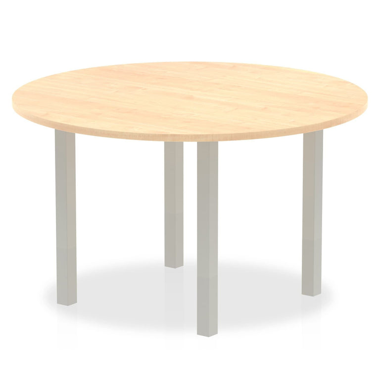 Impulse Round Table with Post Leg - 1000x1000 or 1200x1200 MFC Top, 5-Year Guarantee, Self-Assembly, Multiple Frame Colors