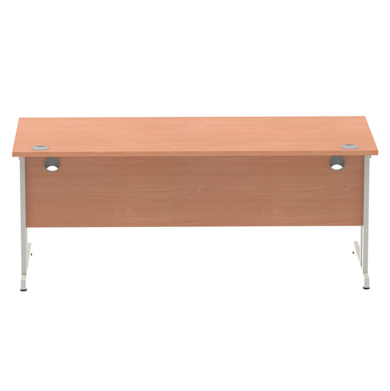 Impulse 1800mm Straight Desk Cantilever Leg - Rectangular MFC Table, 1800x800 Top, Silver/White/Black Frame, 5-Year Guarantee, Self-Assembly