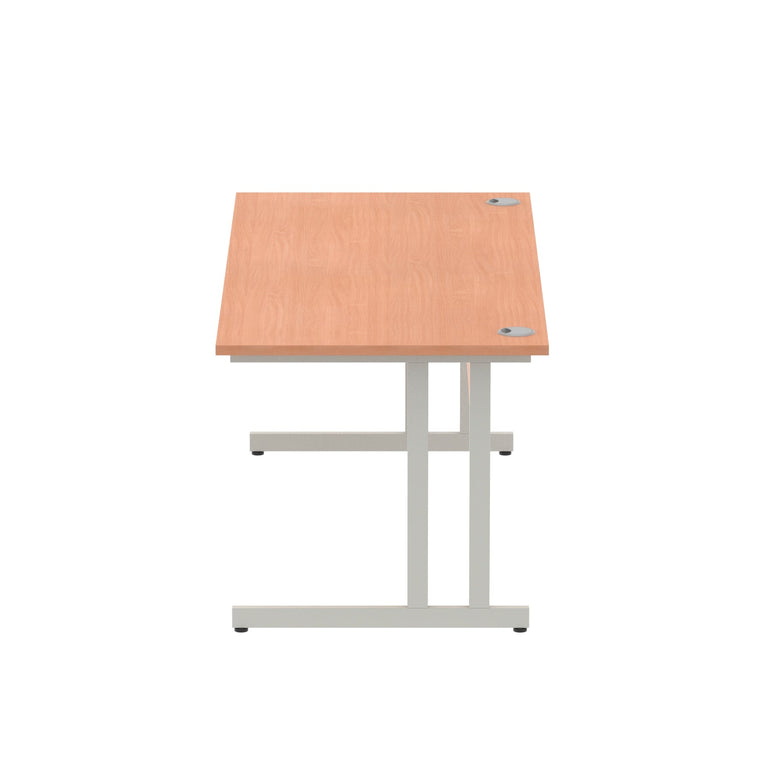 Impulse 1800mm Straight Desk Cantilever Leg - Rectangular MFC Table, 1800x800 Top, Silver/White/Black Frame, 5-Year Guarantee, Self-Assembly
