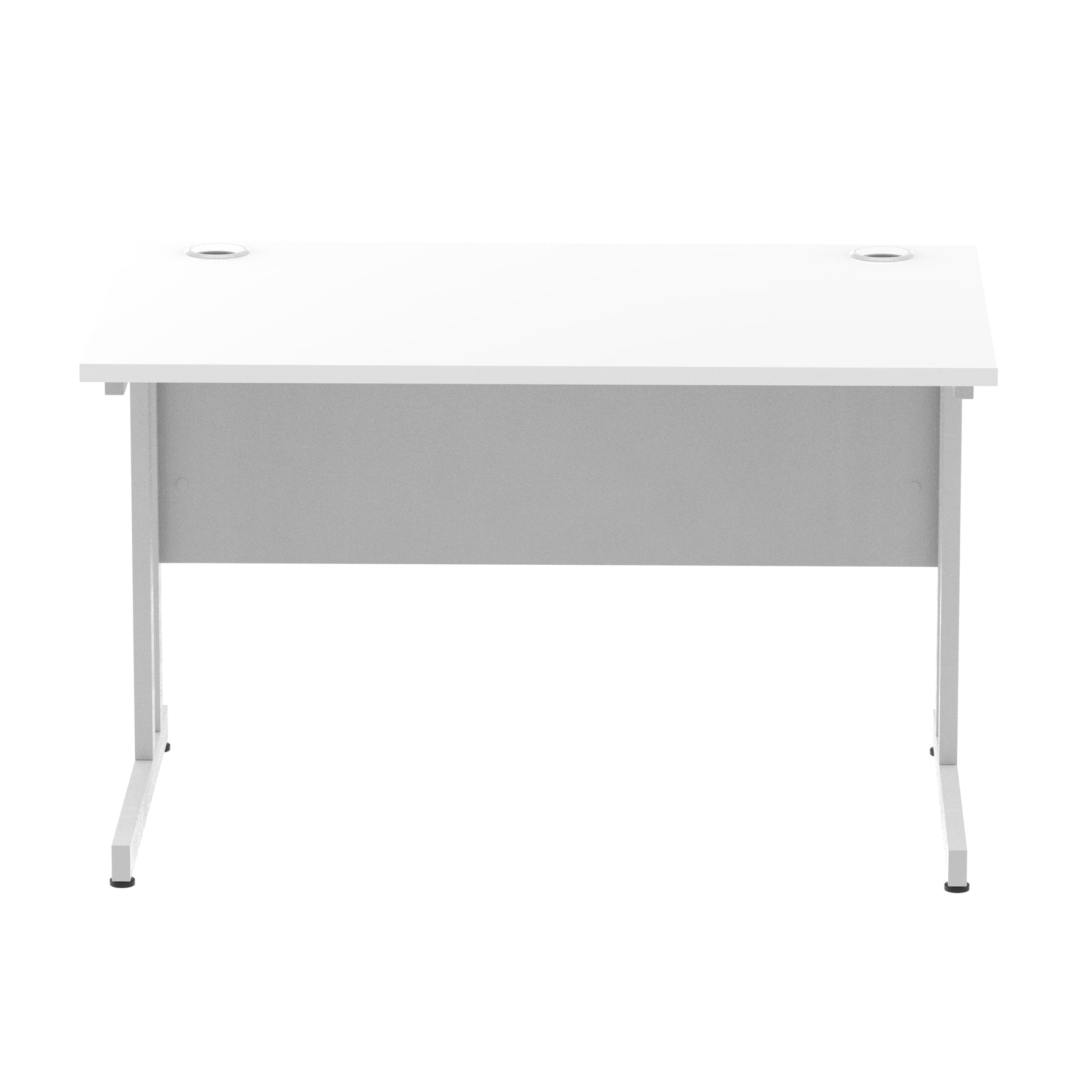 Impulse 1200mm Straight Desk Cantilever Leg - MFC Rectangular Table, Self-Assembly, 5-Year Guarantee, Silver/White/Black Frame, 1200x800 Top