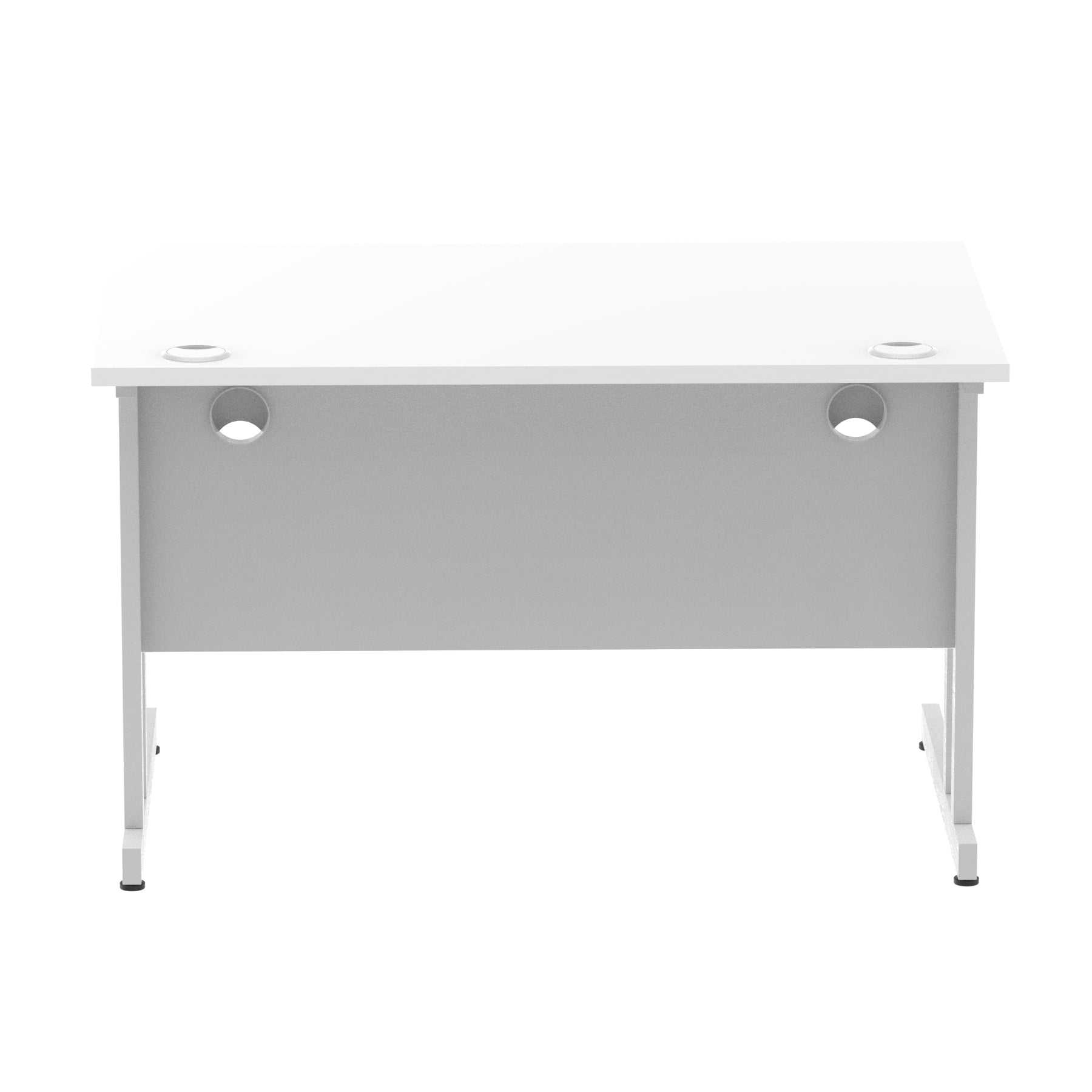 Impulse 1200mm Straight Desk Cantilever Leg - MFC Rectangular Table, Self-Assembly, 5-Year Guarantee, Silver/White/Black Frame, 1200x800 Top