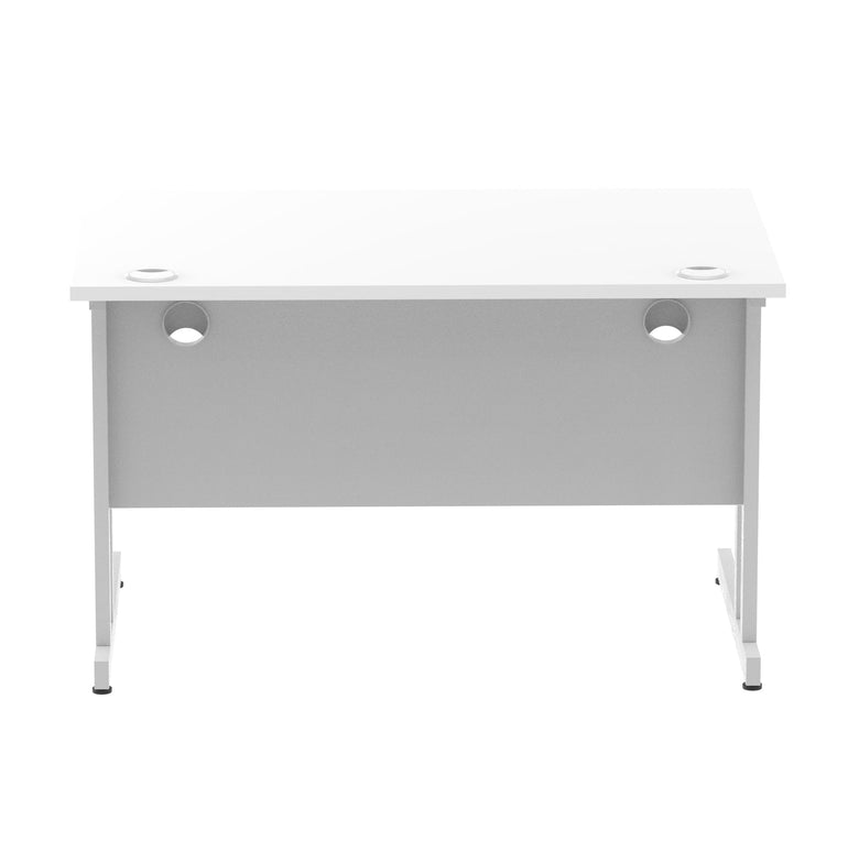 Impulse 1200mm Straight Desk Cantilever Leg - MFC Rectangular Table, Self-Assembly, 5-Year Guarantee, Silver/White/Black Frame, 1200x800 Top