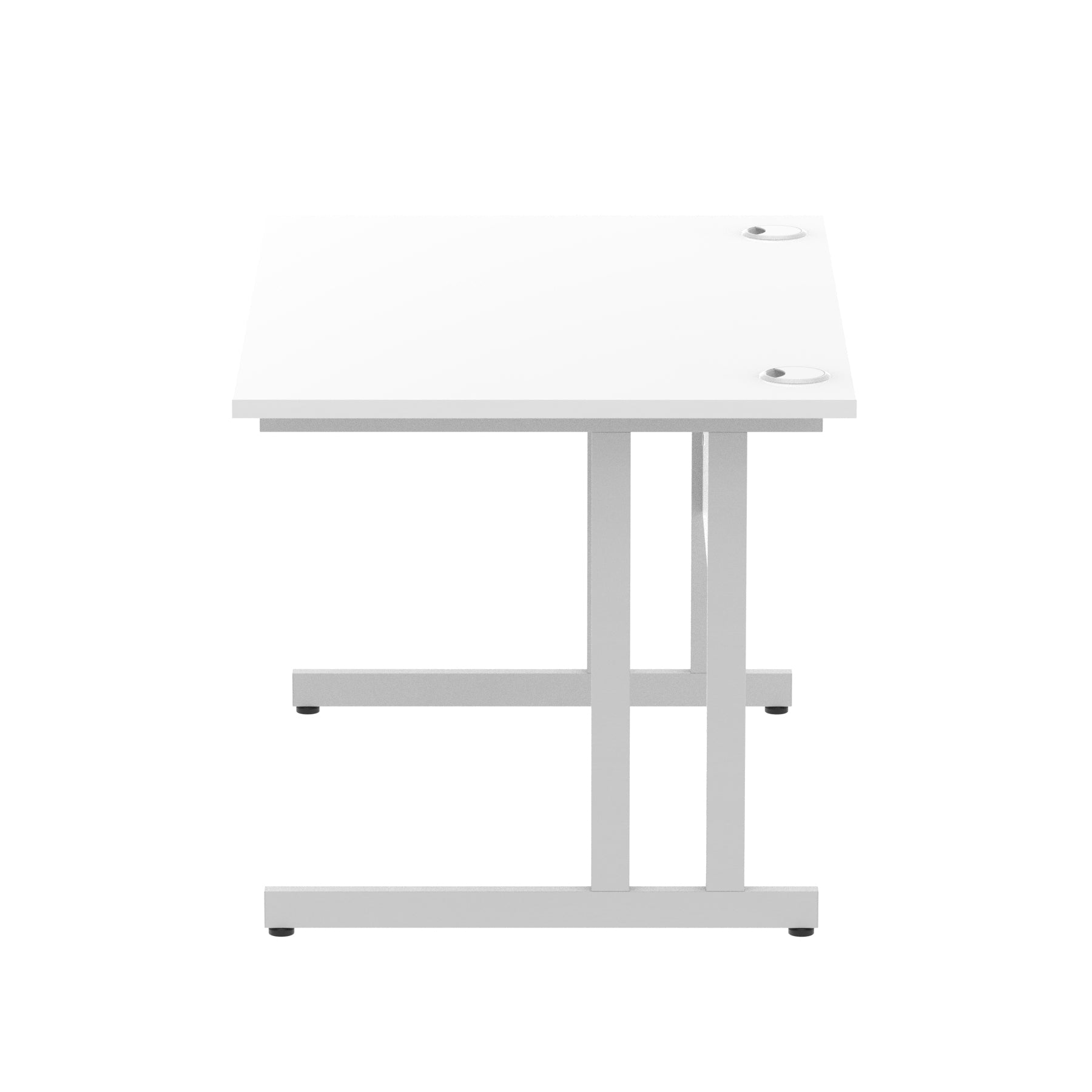 Impulse 1200mm Straight Desk Cantilever Leg - MFC Rectangular Table, Self-Assembly, 5-Year Guarantee, Silver/White/Black Frame, 1200x800 Top