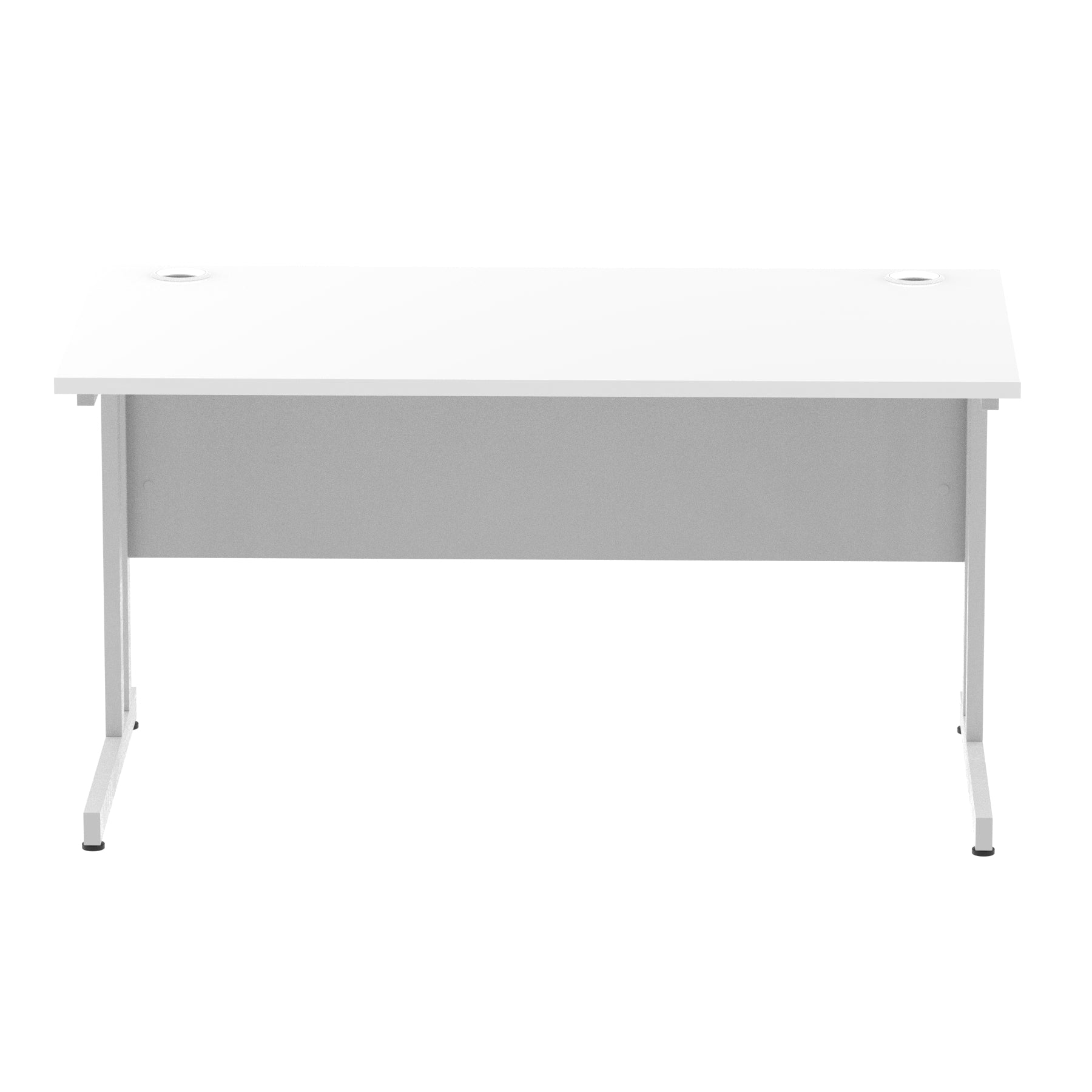 Impulse 1400mm Straight Desk Cantilever Leg - Rectangular MFC Table, Self-Assembly, 5-Year Guarantee, Silver/White/Black Frame, 1400x800 Top Size