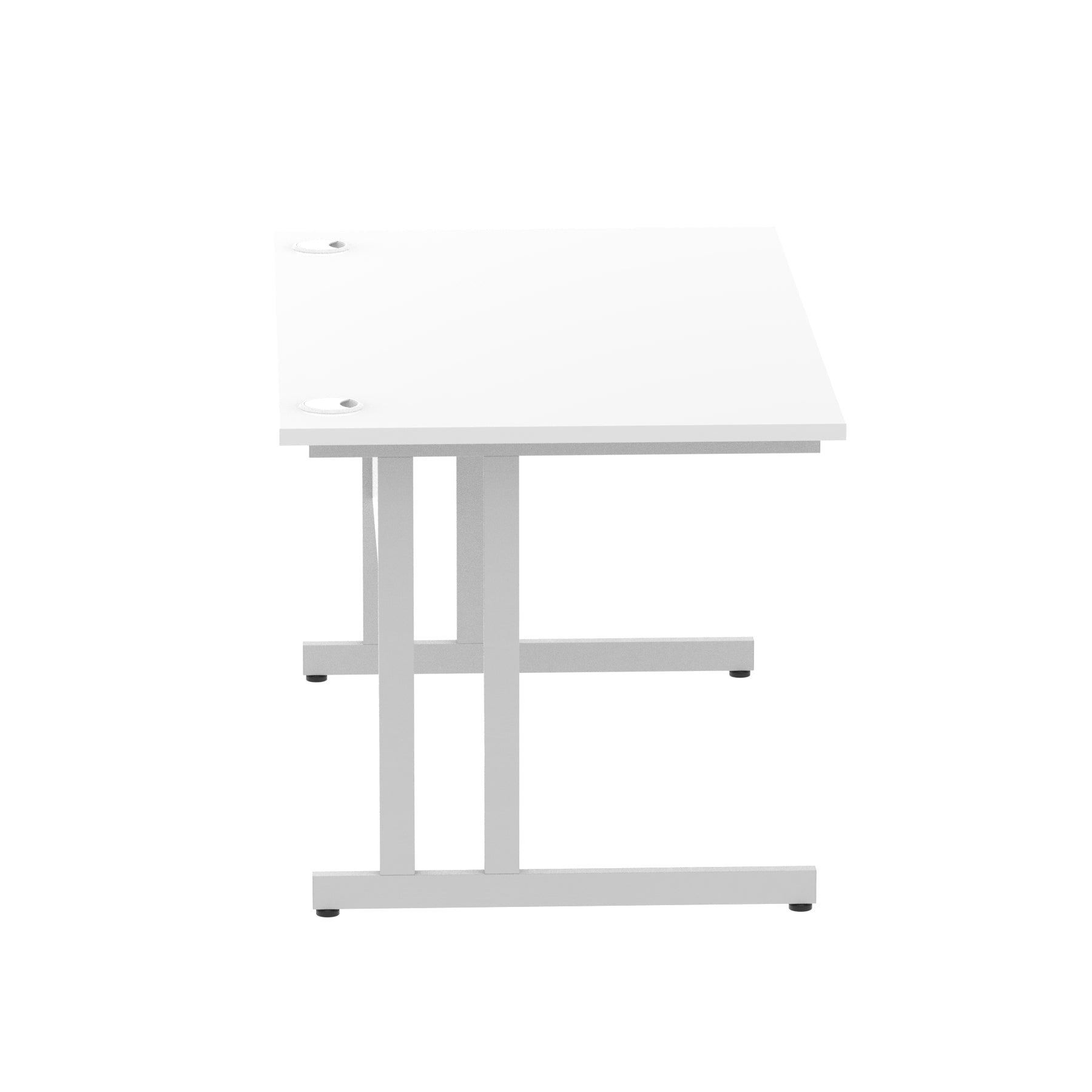 Impulse 1400mm Straight Desk Cantilever Leg - Rectangular MFC Table, Self-Assembly, 5-Year Guarantee, Silver/White/Black Frame, 1400x800 Top Size