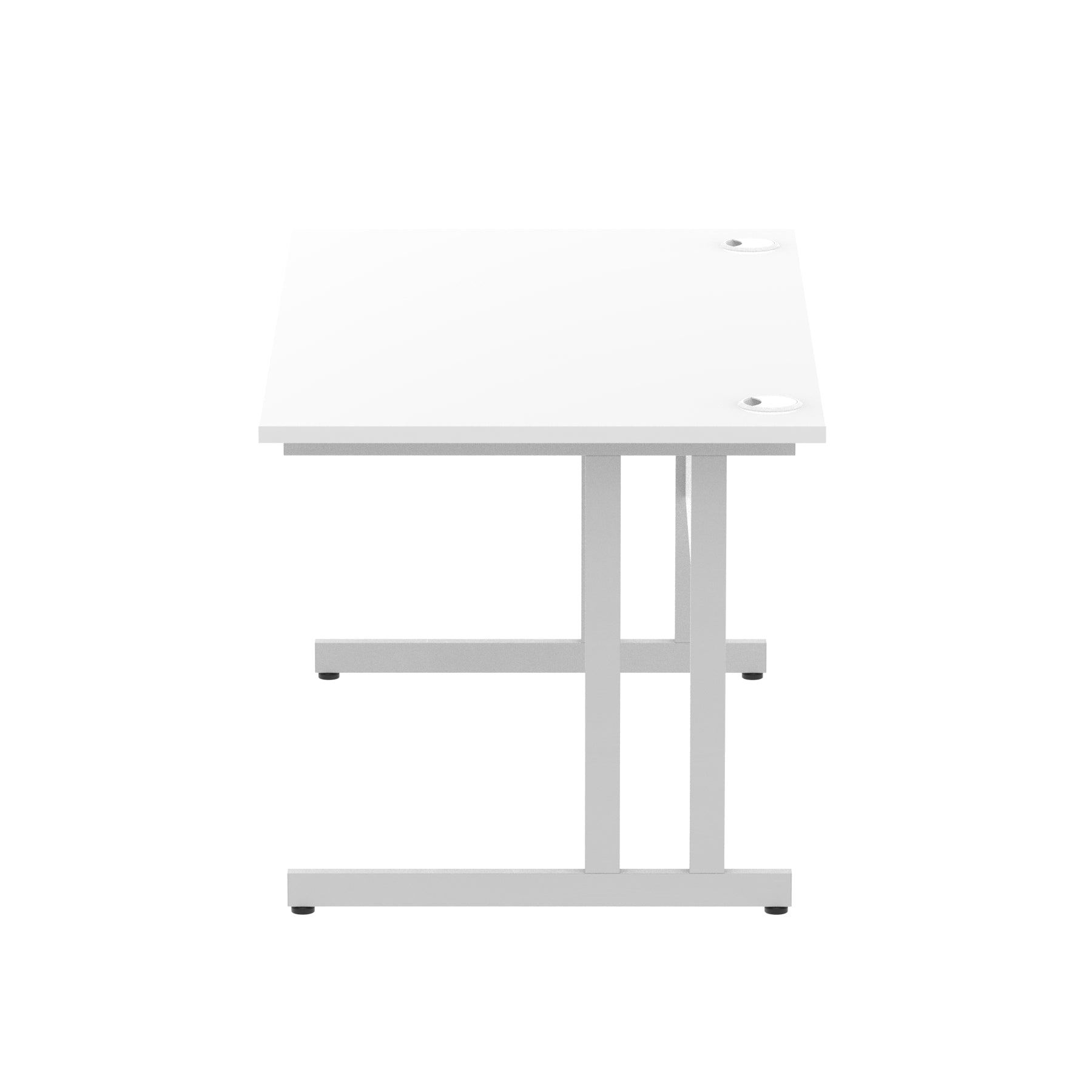 Impulse 1400mm Straight Desk Cantilever Leg - Rectangular MFC Table, Self-Assembly, 5-Year Guarantee, Silver/White/Black Frame, 1400x800 Top Size