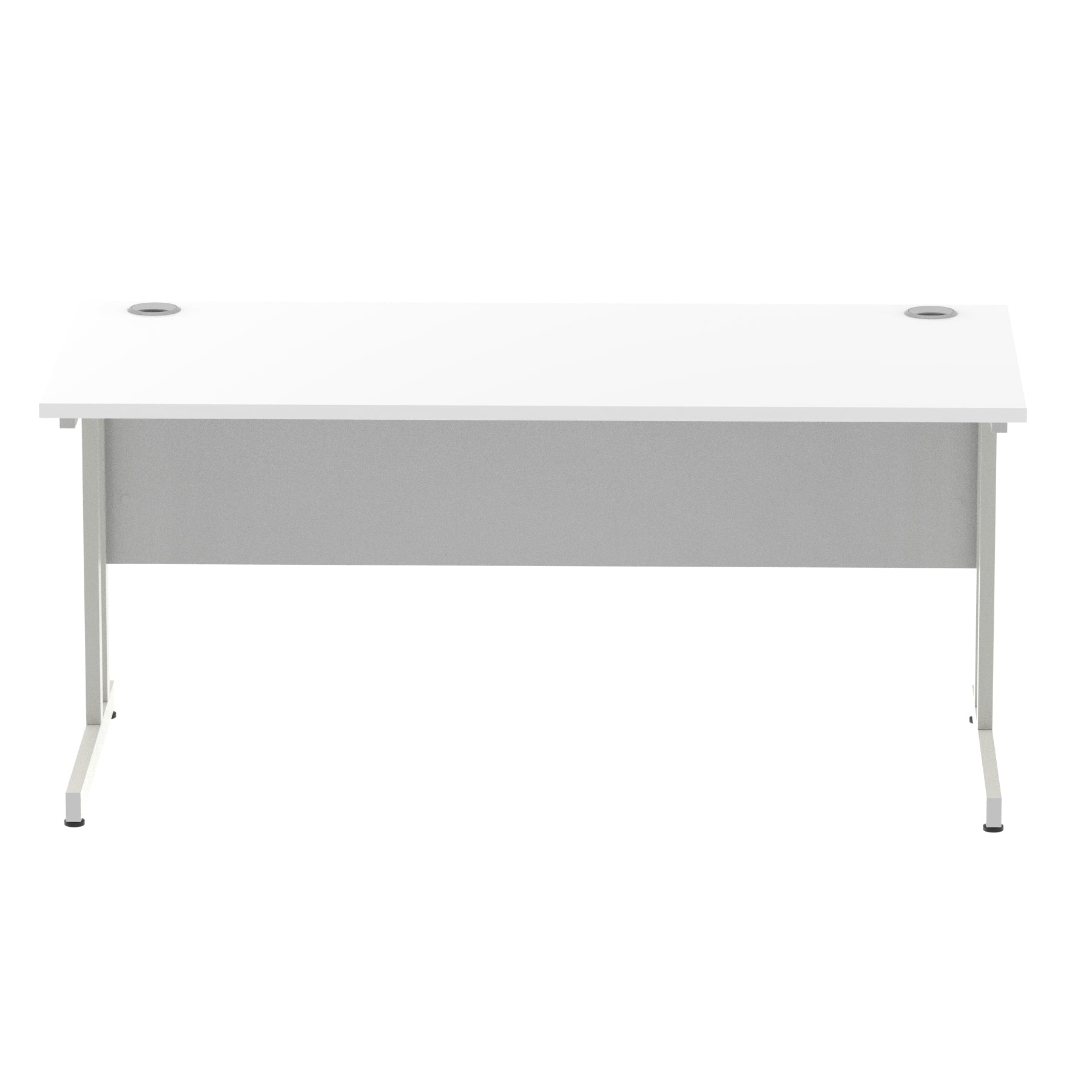 Impulse 1600mm Straight Desk Cantilever Leg - Rectangular MFC Table, 1600x800 Top, Silver/White/Black Frame, Self-Assembly, 5-Year Guarantee