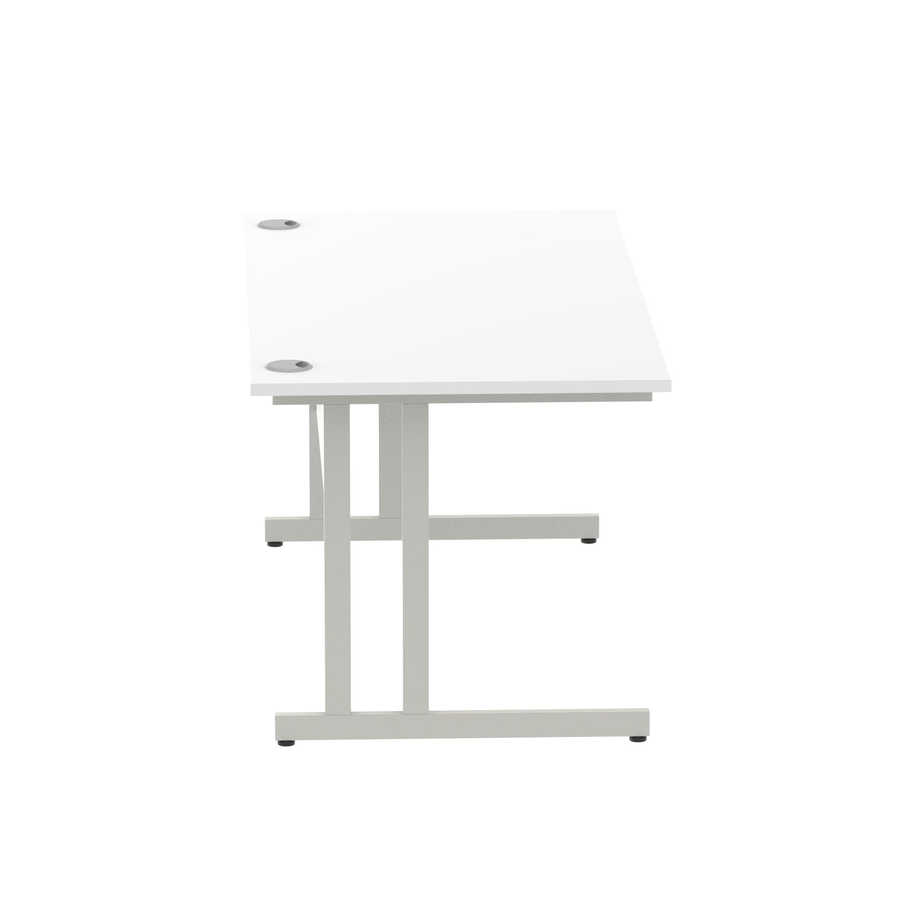 Impulse 1600mm Straight Desk Cantilever Leg - Rectangular MFC Table, 1600x800 Top, Silver/White/Black Frame, Self-Assembly, 5-Year Guarantee