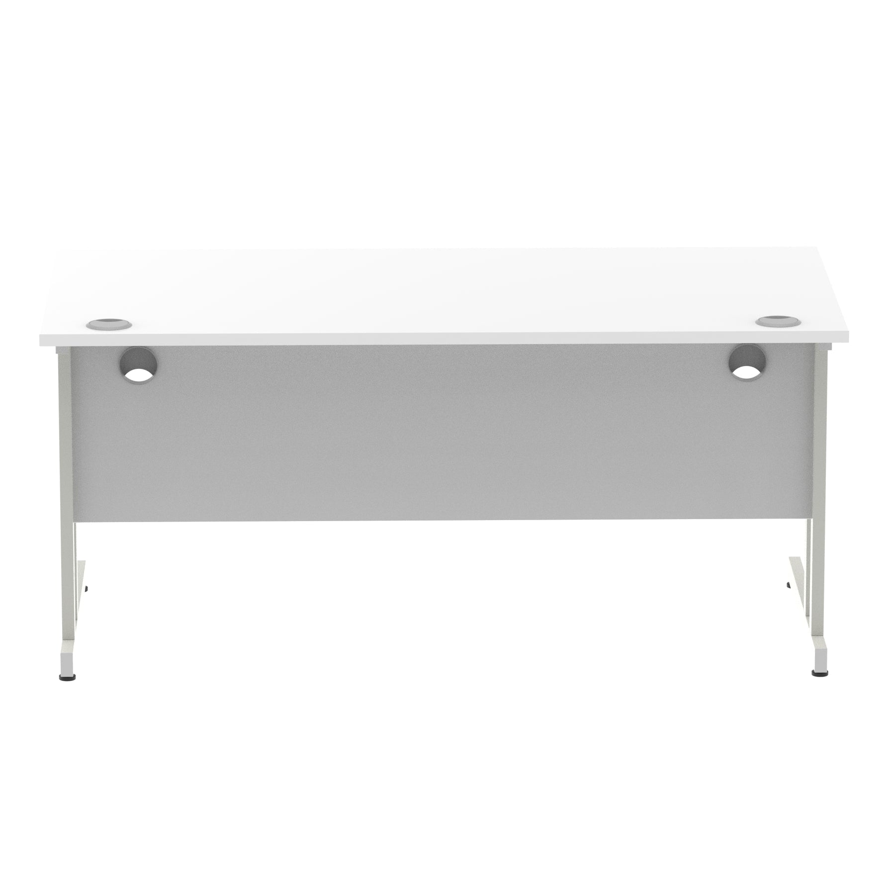 Impulse 1600mm Straight Desk Cantilever Leg - Rectangular MFC Table, 1600x800 Top, Silver/White/Black Frame, Self-Assembly, 5-Year Guarantee