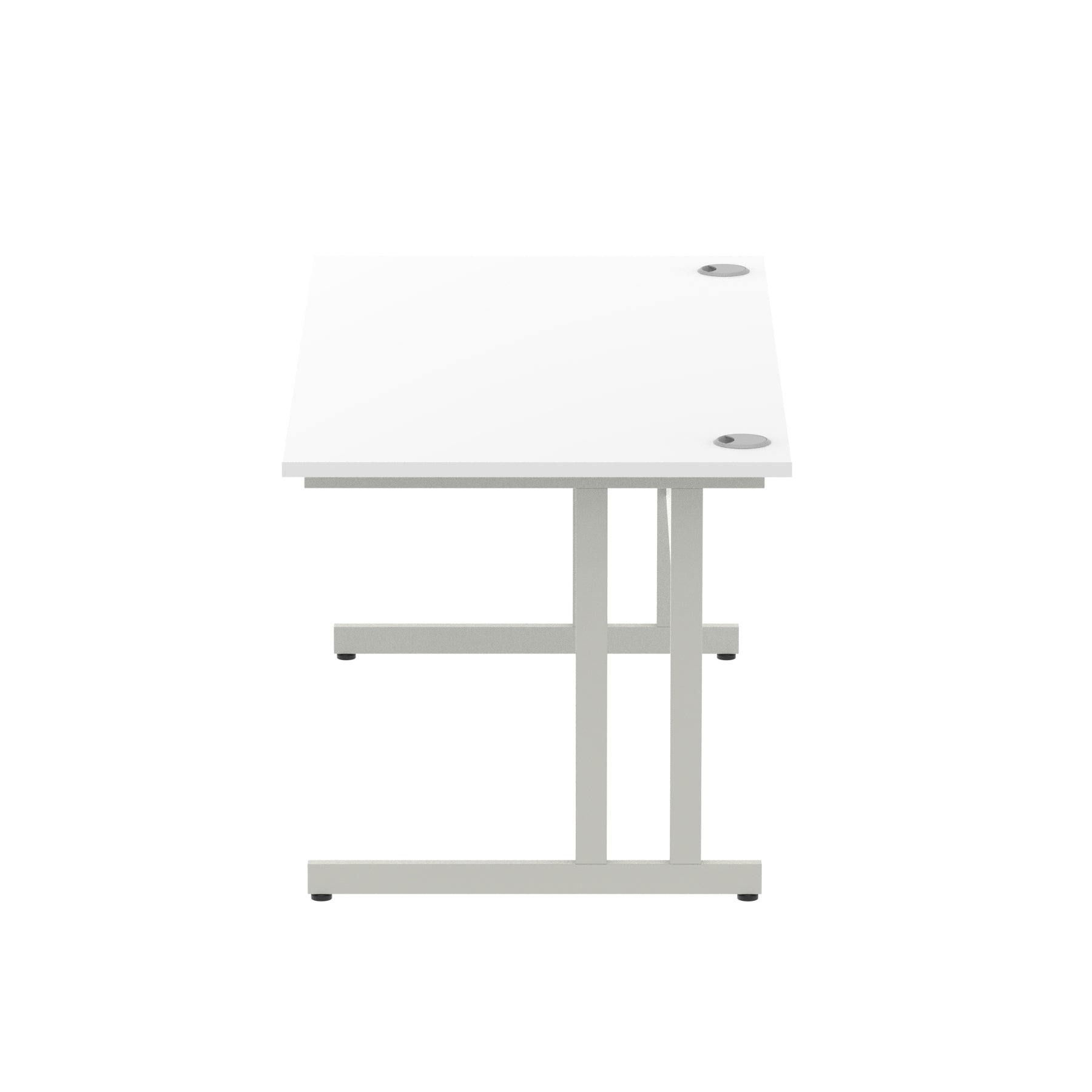 Impulse 1600mm Straight Desk Cantilever Leg - Rectangular MFC Table, 1600x800 Top, Silver/White/Black Frame, Self-Assembly, 5-Year Guarantee