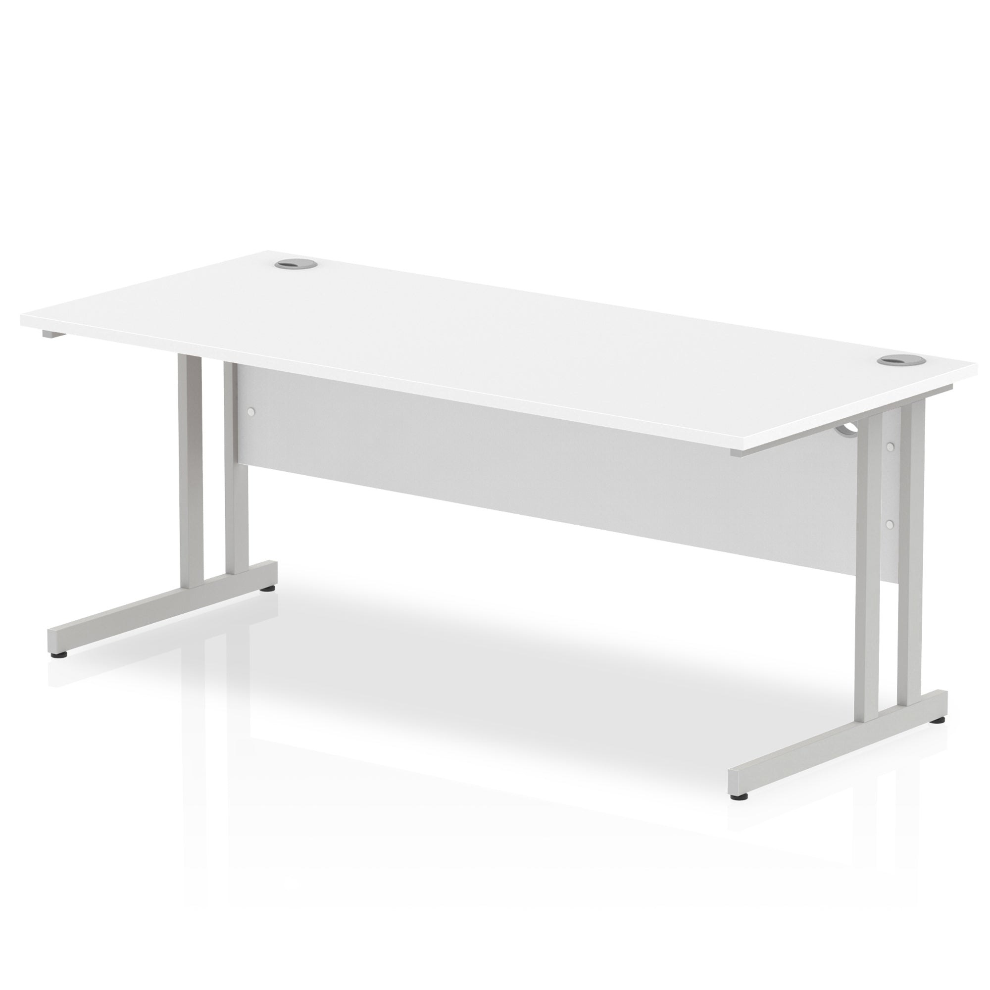 Impulse 1800mm Straight Desk Cantilever Leg - Rectangular MFC Table, 1800x800 Top, Silver/White/Black Frame, 5-Year Guarantee, Self-Assembly