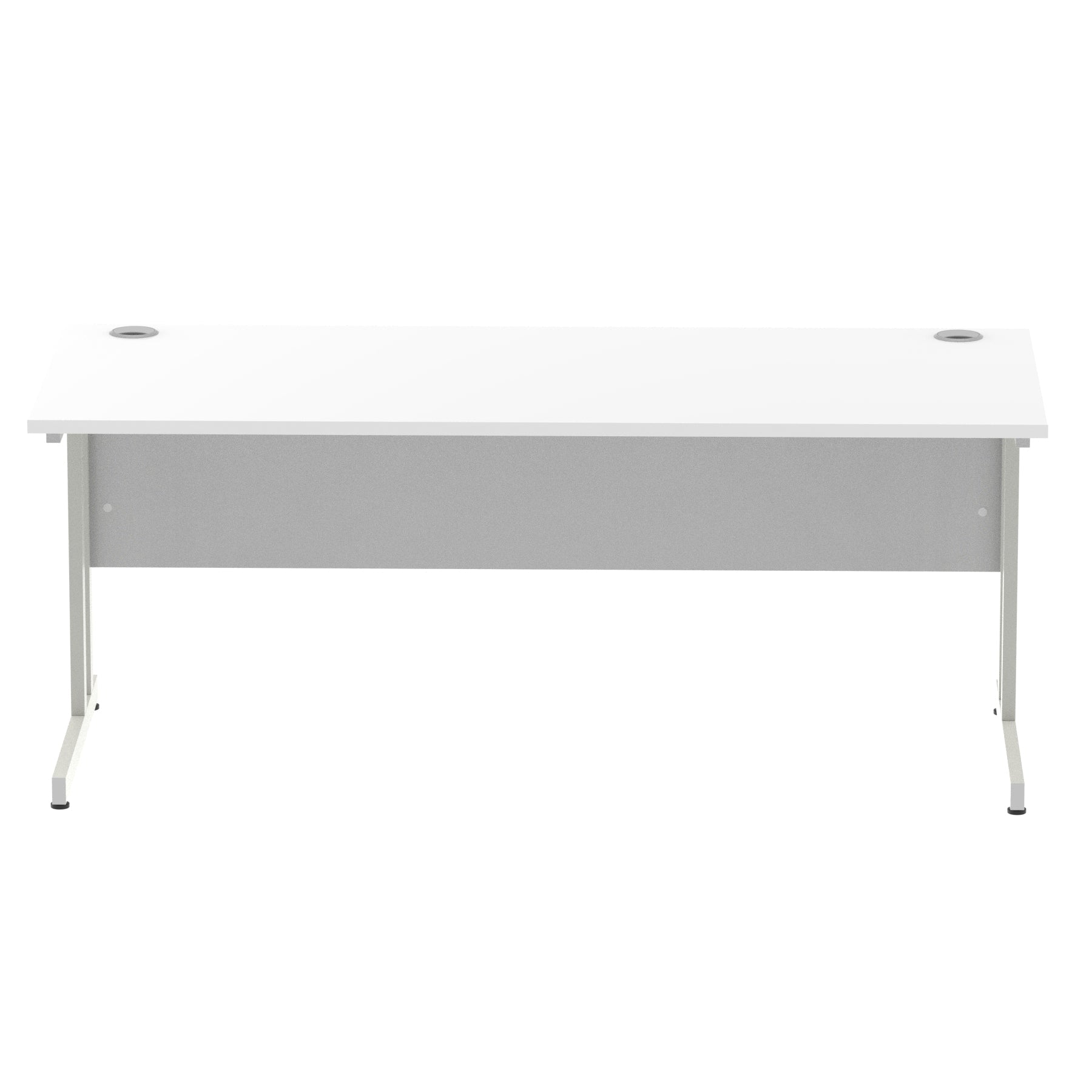 Impulse 1800mm Straight Desk Cantilever Leg - Rectangular MFC Table, 1800x800 Top, Silver/White/Black Frame, 5-Year Guarantee, Self-Assembly