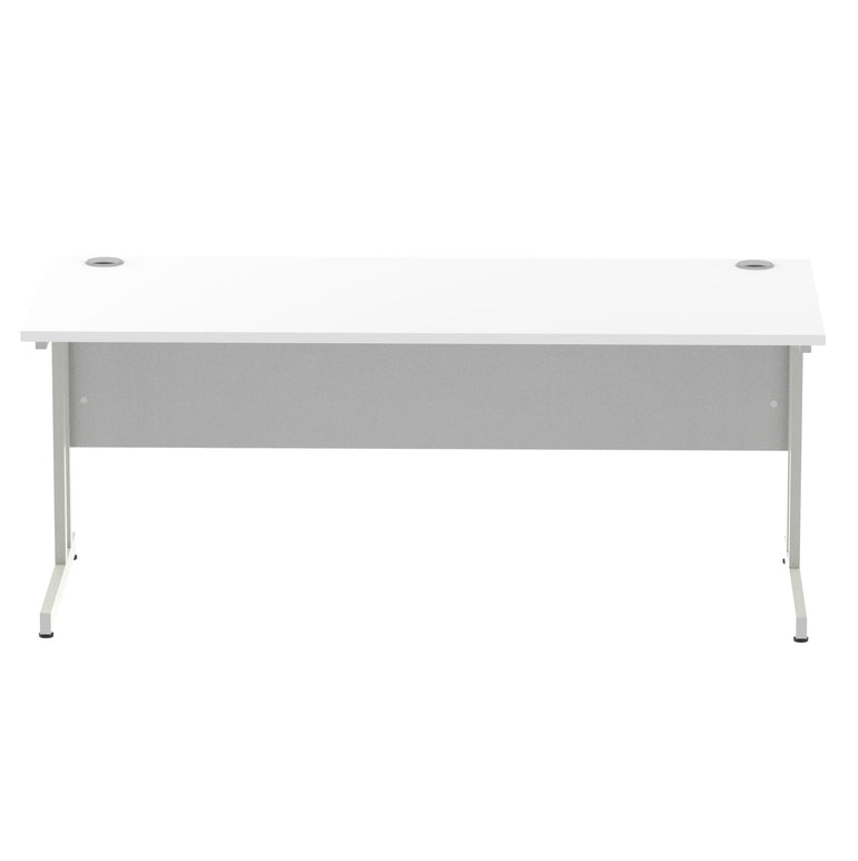 Impulse 1800mm Straight Desk Cantilever Leg - Rectangular MFC Table, 1800x800 Top, Silver/White/Black Frame, 5-Year Guarantee, Self-Assembly