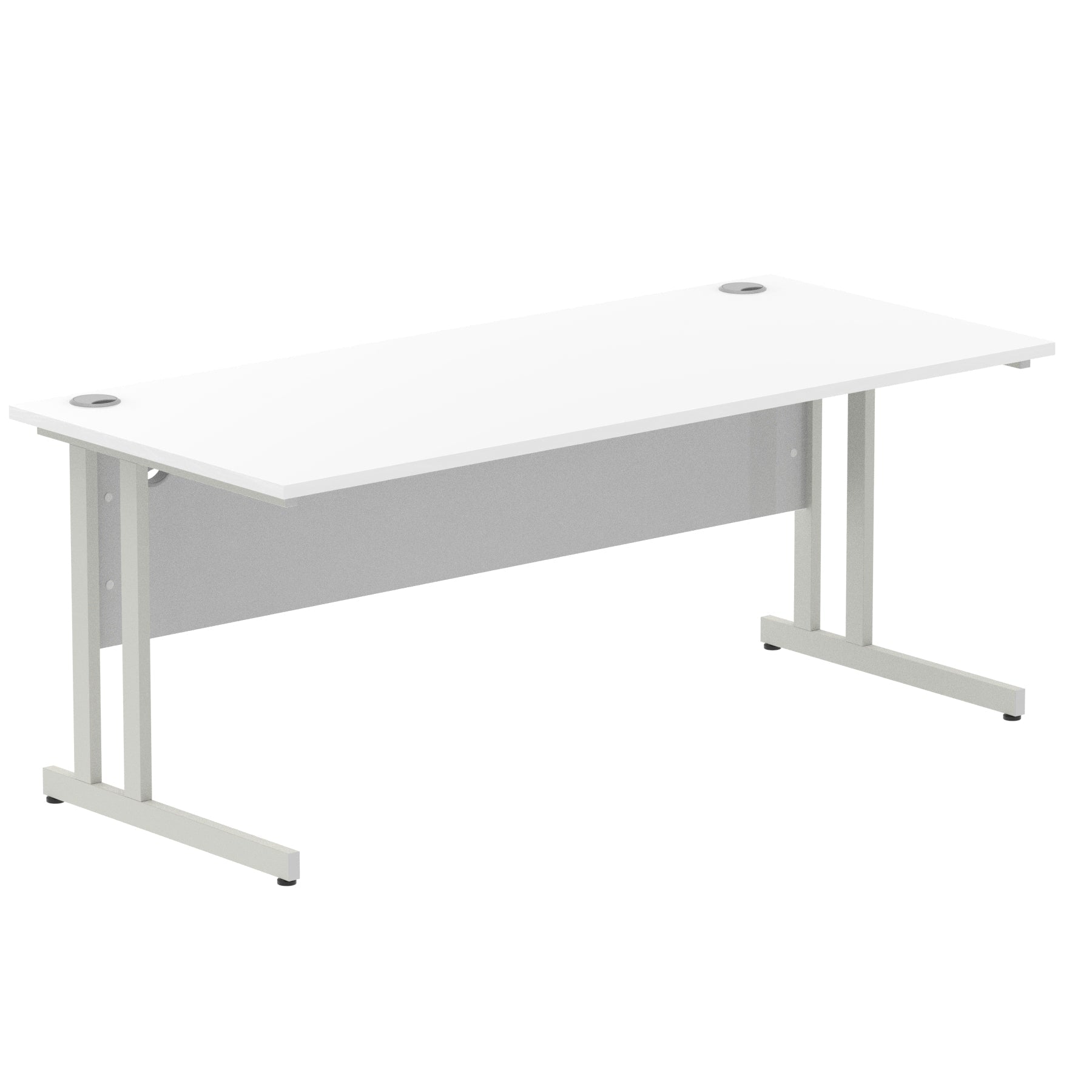 Impulse 1800mm Straight Desk Cantilever Leg - Rectangular MFC Table, 1800x800 Top, Silver/White/Black Frame, 5-Year Guarantee, Self-Assembly