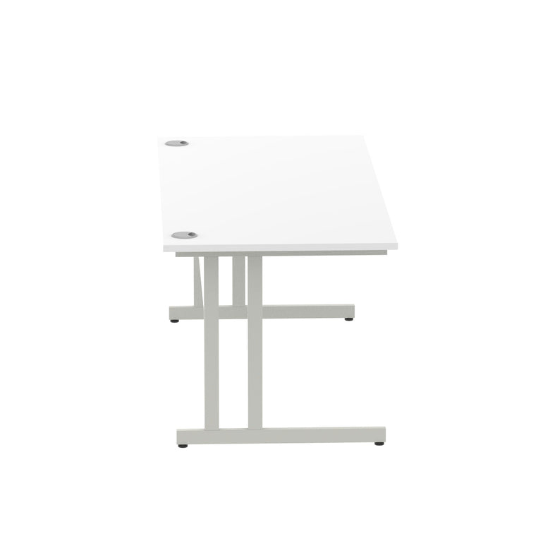 Impulse 1800mm Straight Desk Cantilever Leg - Rectangular MFC Table, 1800x800 Top, Silver/White/Black Frame, 5-Year Guarantee, Self-Assembly