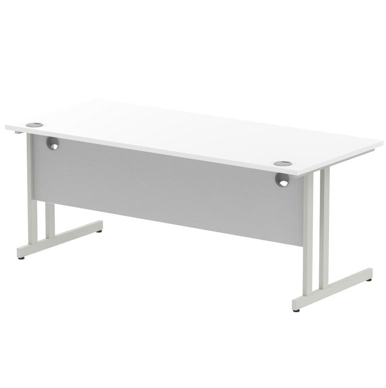 Impulse 1800mm Straight Desk Cantilever Leg - Rectangular MFC Table, 1800x800 Top, Silver/White/Black Frame, 5-Year Guarantee, Self-Assembly