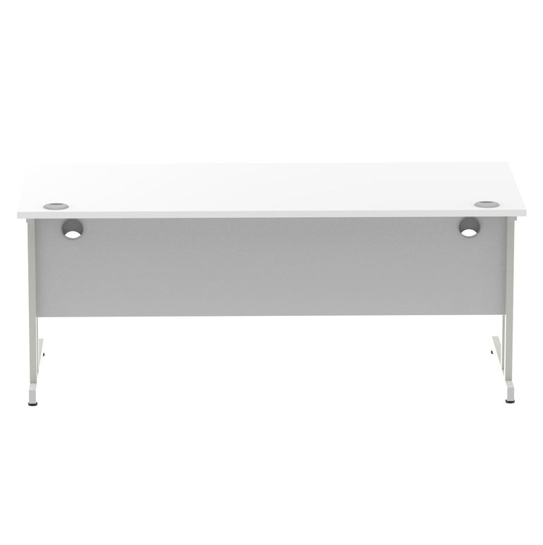 Impulse 1800mm Straight Desk Cantilever Leg - Rectangular MFC Table, 1800x800 Top, Silver/White/Black Frame, 5-Year Guarantee, Self-Assembly