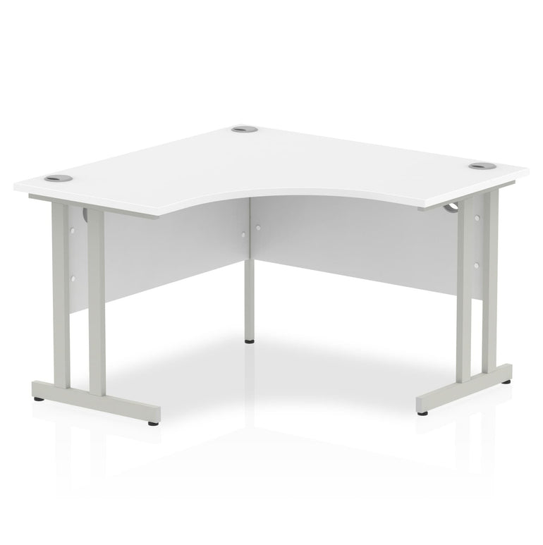 Impulse 1200mm Cantilever Leg Corner Desk - MFC Material, Self-Assembly, 5-Year Guarantee, Silver/White/Black Frame, 1200x1200 Top Size