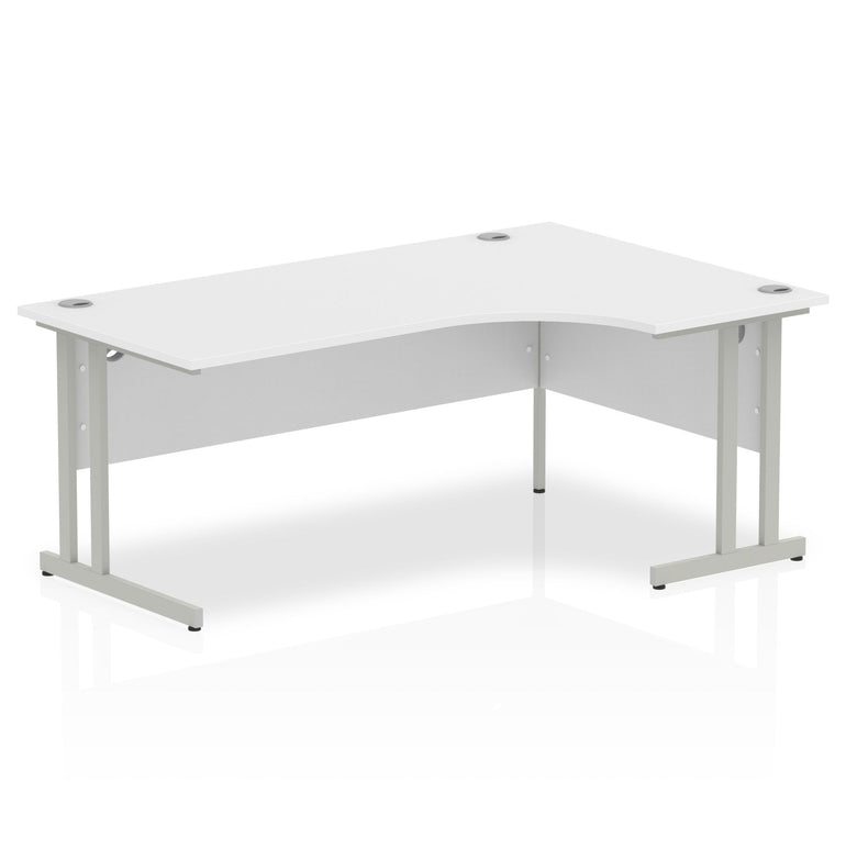 Impulse 1800mm Right Crescent Desk Cantilever Leg - MFC Material, Corner Shape, 1800x1200 Top, Silver/White/Black Frame, 5-Year Guarantee