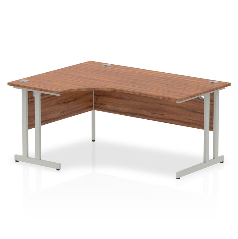 Impulse 1600mm Left Crescent Desk Cantilever Leg - MFC Material, Corner Shape, 1600x1200 Top, Silver/White/Black Frame, 5-Year Guarantee