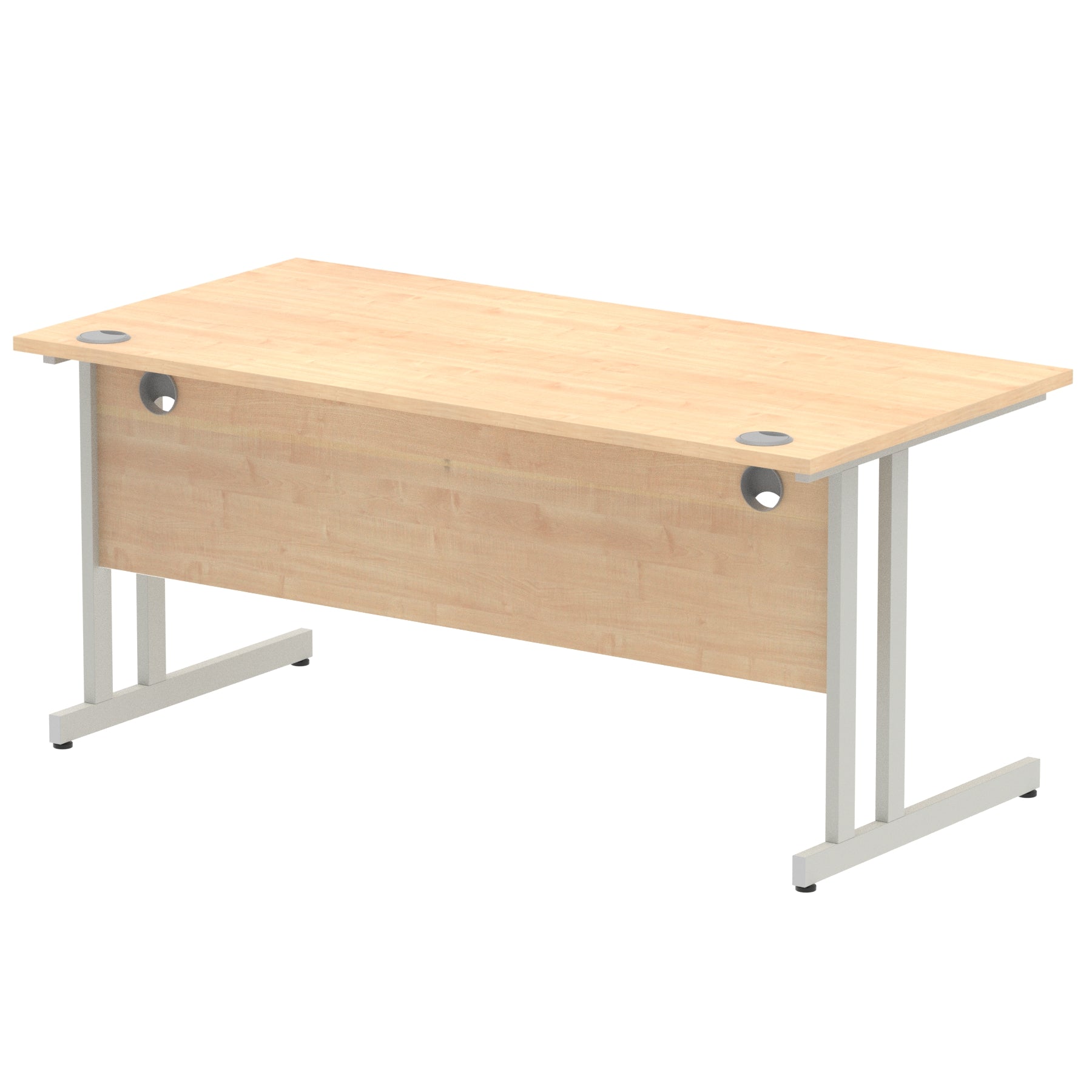 Impulse 1600mm Straight Desk Cantilever Leg - Rectangular MFC Table, 1600x800 Top, Silver/White/Black Frame, Self-Assembly, 5-Year Guarantee