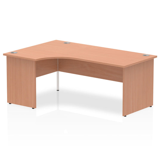 Impulse 1800mm Left Crescent Corner Desk with Panel End Leg - MFC Material, 1800x1200 Top, 5-Year Guarantee, Self-Assembly, White Frame