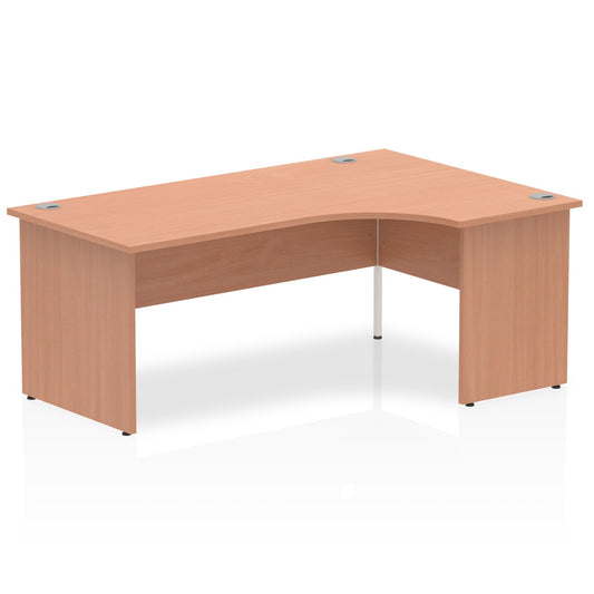 Impulse 1800mm Right Crescent Corner Desk with Panel End Leg - MFC Material, 1800x1200 Top, 5-Year Guarantee, Self-Assembly, White Frame