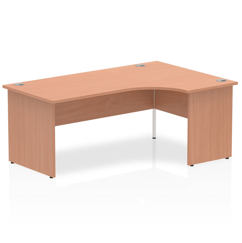 Impulse 1800mm Right Crescent Corner Desk with Panel End Leg - MFC Material, 1800x1200 Top, 5-Year Guarantee, Self-Assembly, White Frame