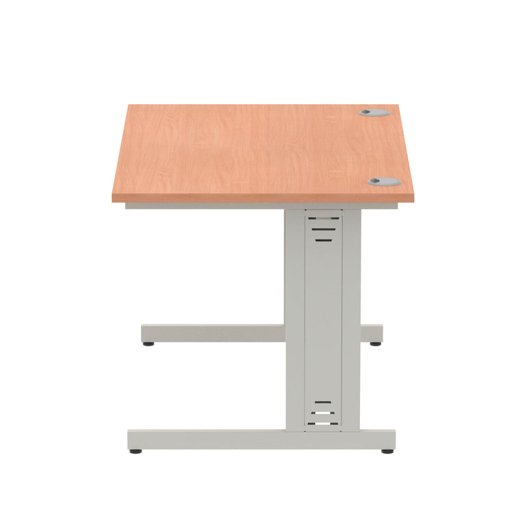 Impulse 1200mm Straight Desk with Cable Managed Leg - MFC Rectangular Table, Self-Assembly, 5-Year Guarantee, Silver/White Frame (1200x800x730mm)