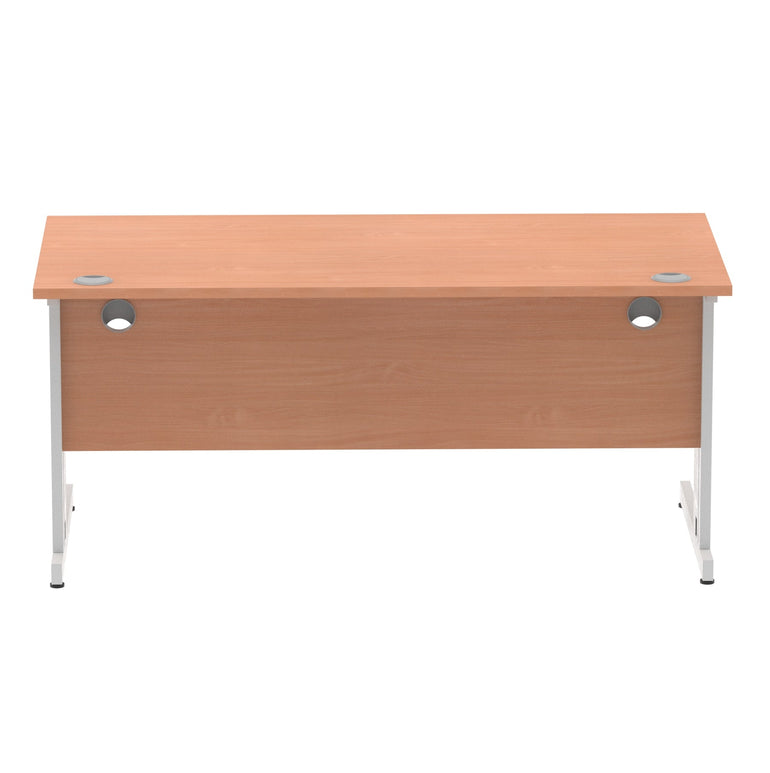 Impulse 1600mm Straight Desk with Cable Managed Leg - MFC Rectangular Table, 1600x800, Silver/White Frame, 5-Year Guarantee