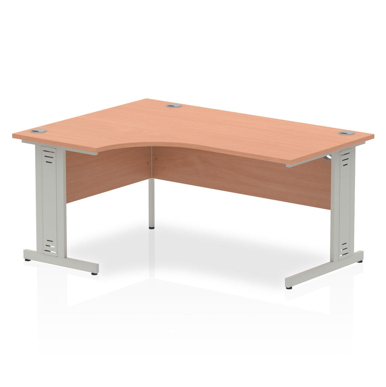 Dynasty Freestanding Corner Desk | Cable Managed Leg | Sturdy & Weather Resistant | 1600mm Left Crescent | Melamine Finish