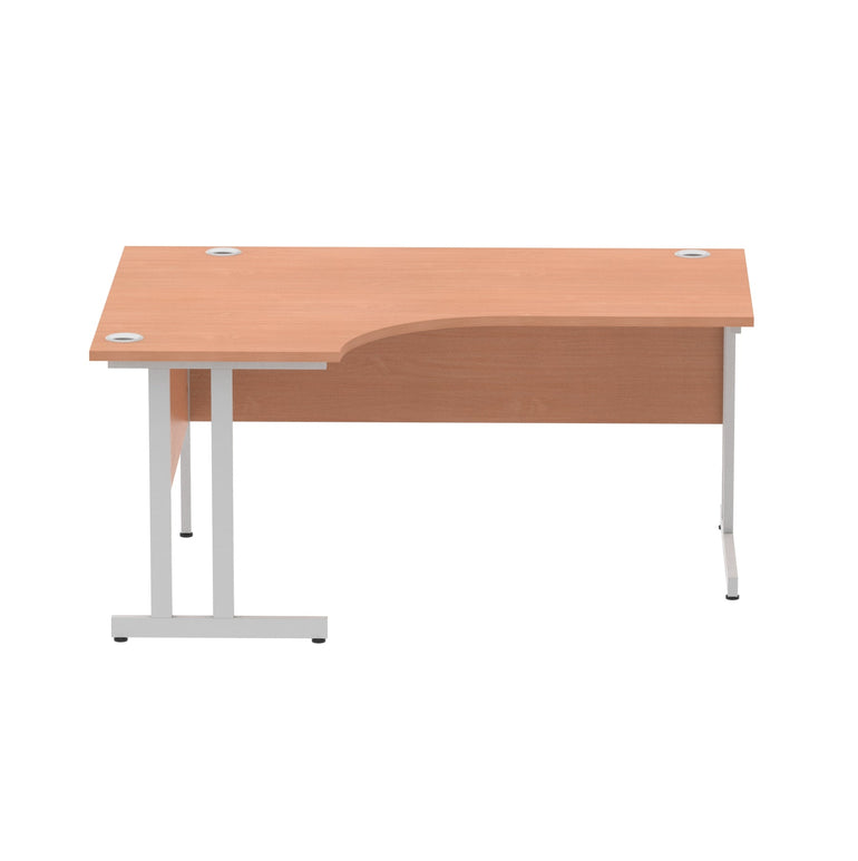 Dynasty Freestanding Corner Desk | Cable Managed Leg | Sturdy & Weather Resistant | 1600mm Left Crescent | Melamine Finish