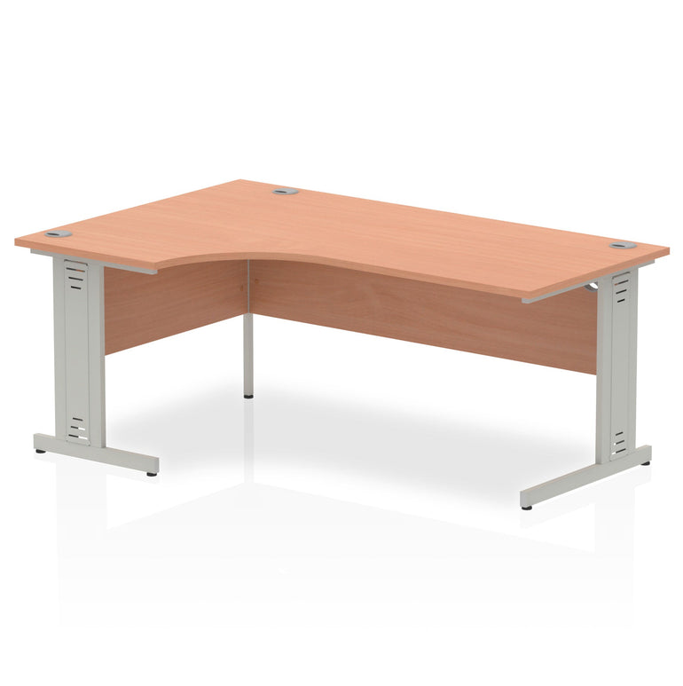 Impulse 1800mm Left Crescent Corner Desk | Cable Managed Leg | Sturdy Build | Weather & Heat Resistant Melamine Finish