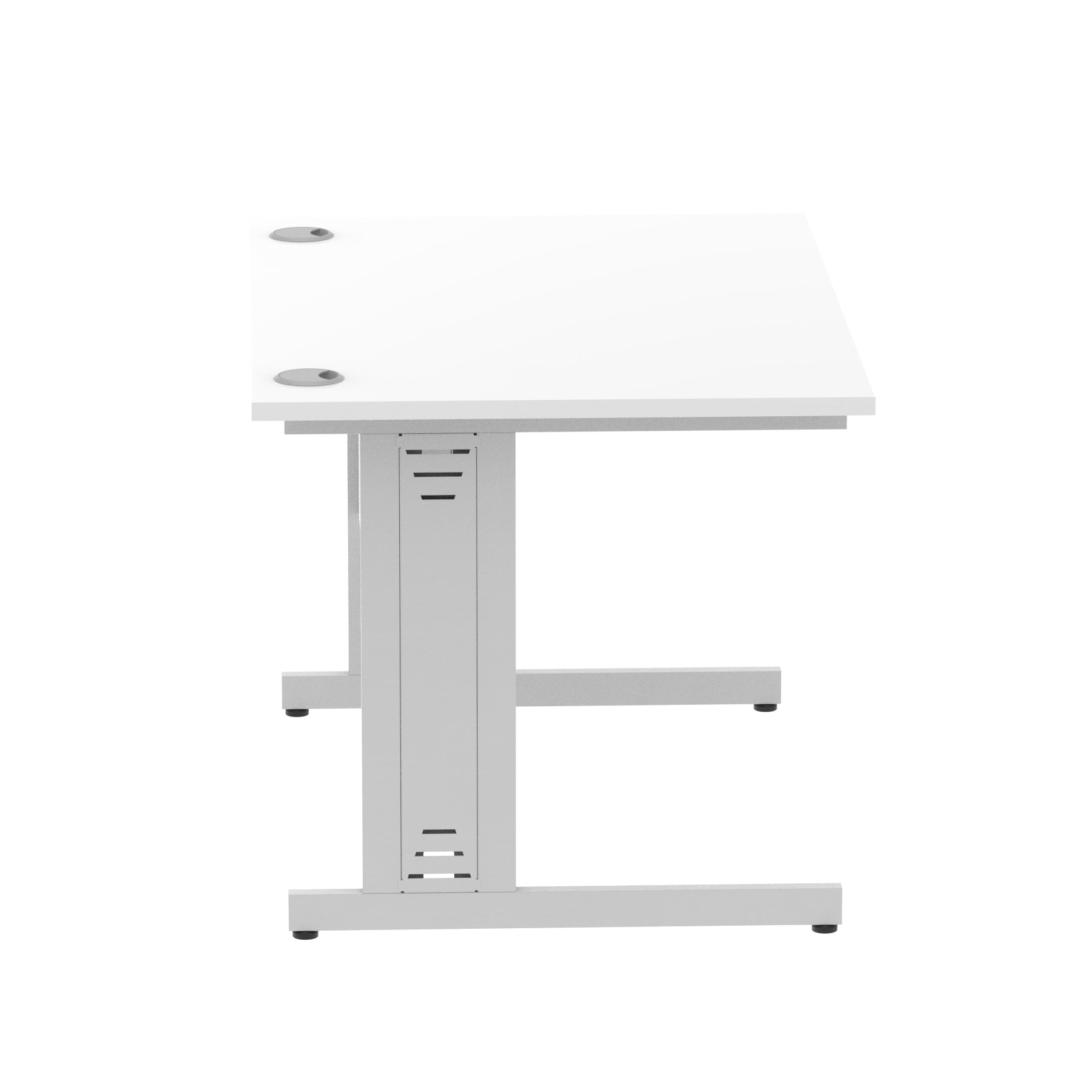 Impulse 1200mm Straight Desk with Cable Managed Leg - MFC Rectangular Table, Self-Assembly, 5-Year Guarantee, Silver/White Frame (1200x800x730mm)