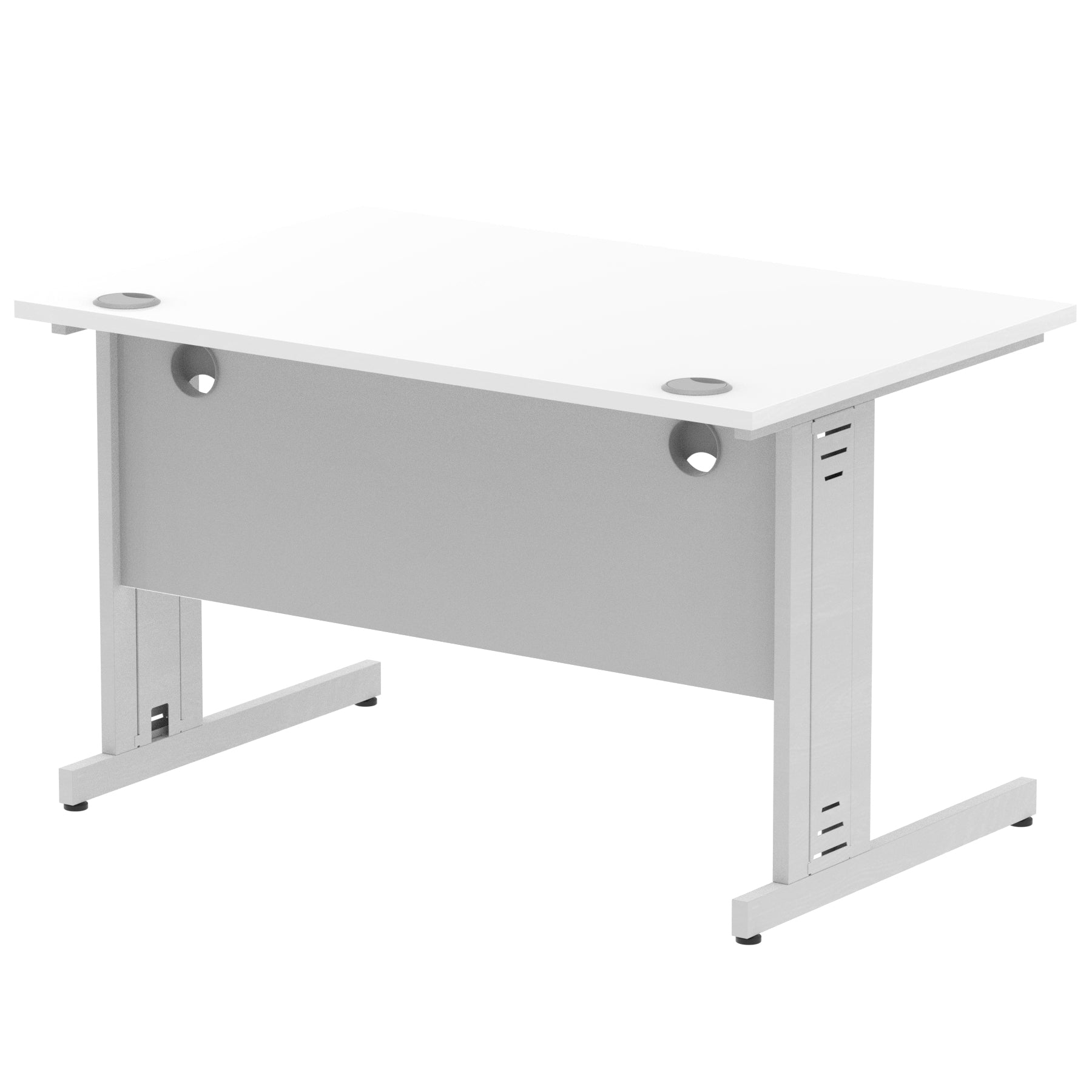 Impulse 1200mm Straight Desk with Cable Managed Leg - MFC Rectangular Table, Self-Assembly, 5-Year Guarantee, Silver/White Frame (1200x800x730mm)